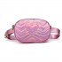 LH6834 - Miss Lulu Quilted Heart and Chevron Cross Body and Bum Bag - Iridescent Pink